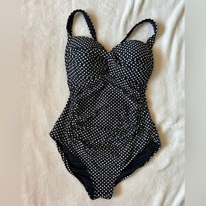 Black/white Polkadot Swimsuit One Piece